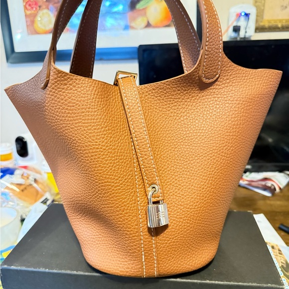 Amazon Tan Faux Leather Satchel - Picture 2 of 7